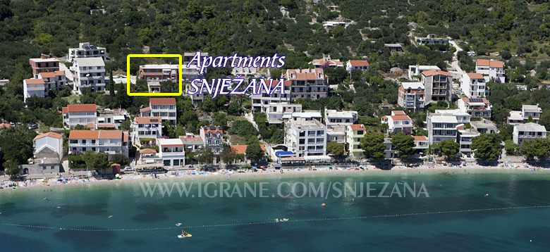 position of apartments Snjeana in Igrane