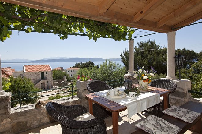 apartments Peri, Igrane - terrace with sea view