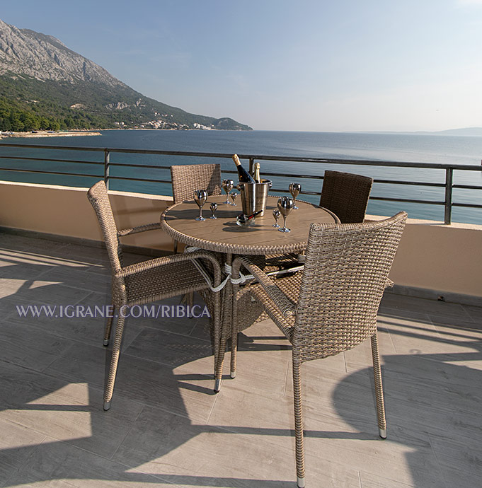 Apartments Ribica, Igrane - balcony with sea view