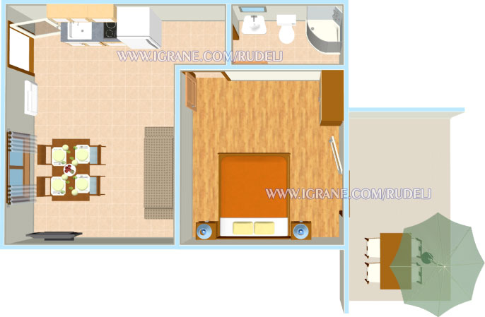 Igrane, apartments Rudelj - plan