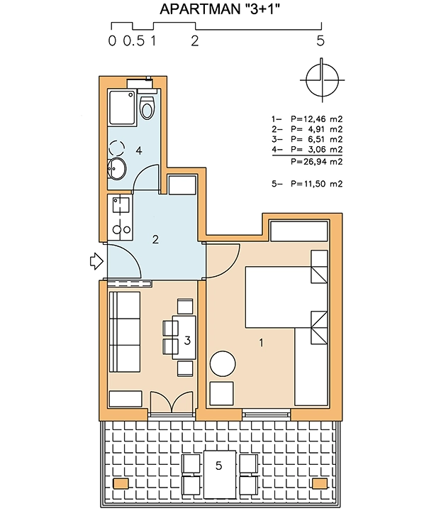 Apartments Tešija, Igrane - plan